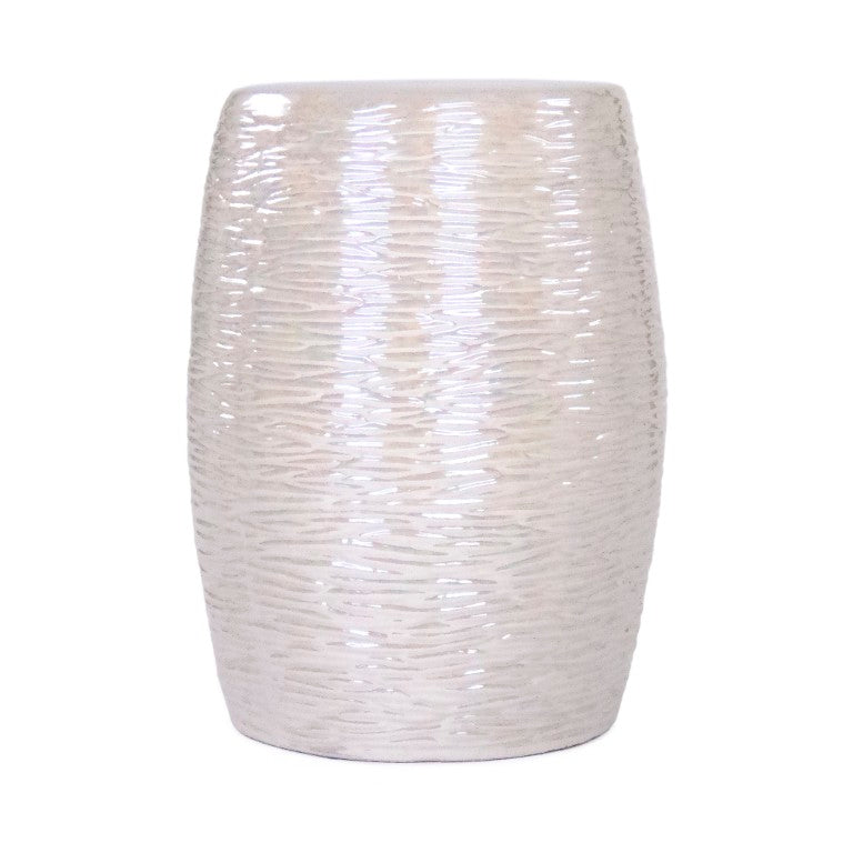 Zentique Garden Ceramic Stool — 14.5"x17.5" Glazed Outdoor/Indoor Seat, Side Table, Plant Stand, Durable Chic JW004 Grey