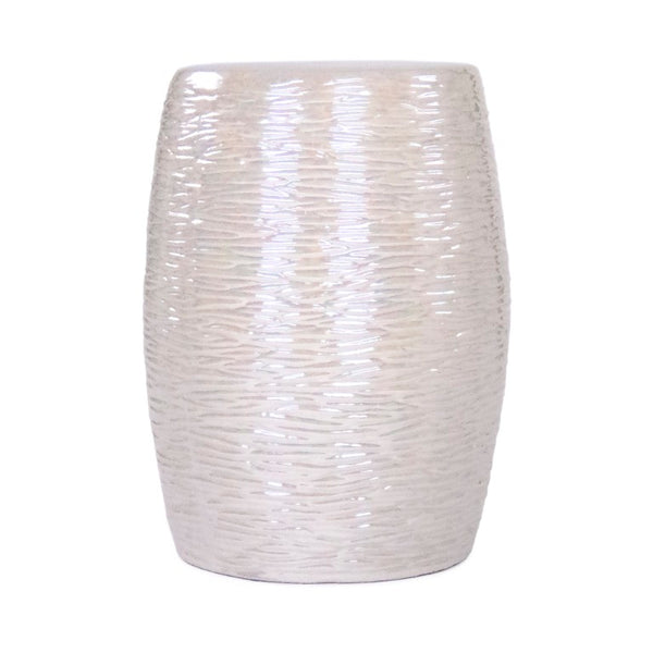 Zentique Garden Ceramic Stool — 14.5"x17.5" Glazed Outdoor/Indoor Seat, Side Table, Plant Stand, Durable Chic JW004 Grey