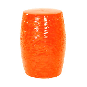 Zentique Garden Ceramic Stool — Versatile Glazed Accent Seat & Side Table for Patio, Entryway, Conservatory Decor, Durable Finish JW004 Orange