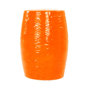 Zentique Garden Ceramic Stool — Versatile Glazed Accent Seat & Side Table for Patio, Entryway, Conservatory Decor, Durable Finish JW004 Orange