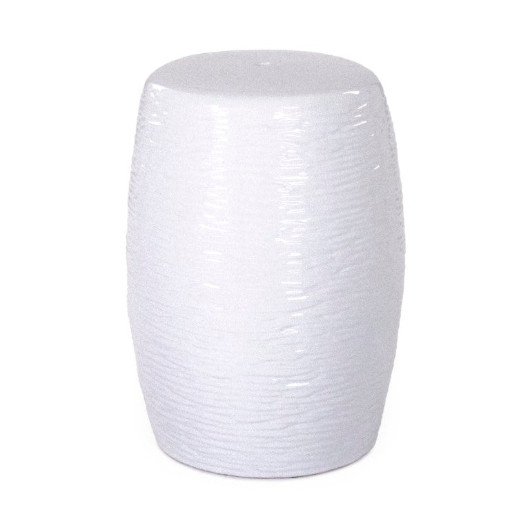 Zentique Garden Ceramic Stool — Glazed Weather-Resistant Side Table & Compact Accent Seat for Patio, Porch, Sunroom (17.5") JW004 White