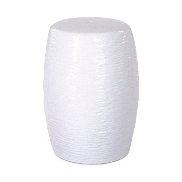Zentique Garden Ceramic Stool — Glazed Weather-Resistant Side Table & Compact Accent Seat for Patio, Porch, Sunroom (17.5") JW004 White