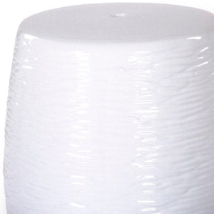 Zentique Garden Ceramic Stool — Glazed Weather-Resistant Side Table & Compact Accent Seat for Patio, Porch, Sunroom (17.5") JW004 White