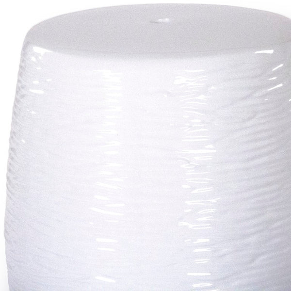 Zentique Garden Ceramic Stool — Glazed Weather-Resistant Side Table & Compact Accent Seat for Patio, Porch, Sunroom (17.5") JW004 White