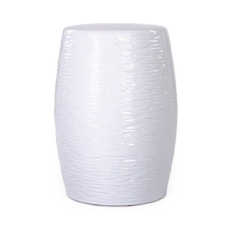 Zentique Garden Ceramic Stool — Glazed Weather-Resistant Side Table & Compact Accent Seat for Patio, Porch, Sunroom (17.5") JW004 White