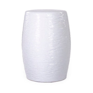 Zentique Garden Ceramic Stool — Glazed Weather-Resistant Side Table & Compact Accent Seat for Patio, Porch, Sunroom (17.5") JW004 White