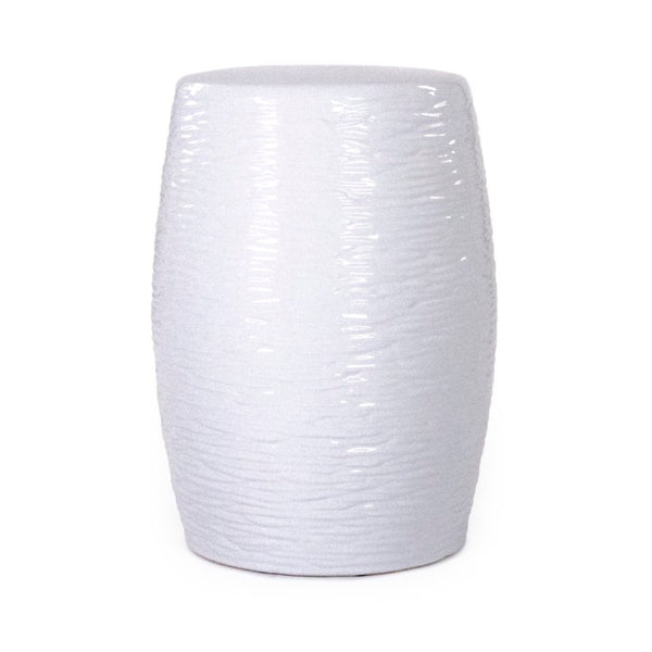 Zentique Garden Ceramic Stool — Glazed Weather-Resistant Side Table & Compact Accent Seat for Patio, Porch, Sunroom (17.5") JW004 White