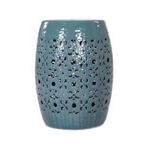 Zentique Garden Ceramic Stool with Glazed Finish — Compact 14.5"x17.5" Versatile Side Table, Seat, Plant Stand JW005 Celadon