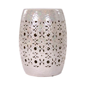 Zentique Garden Ceramic Stool — Versatile Glazed Outdoor/Indoor Side Table, Compact Durable Accent Seat (17.5") JW005 Grey