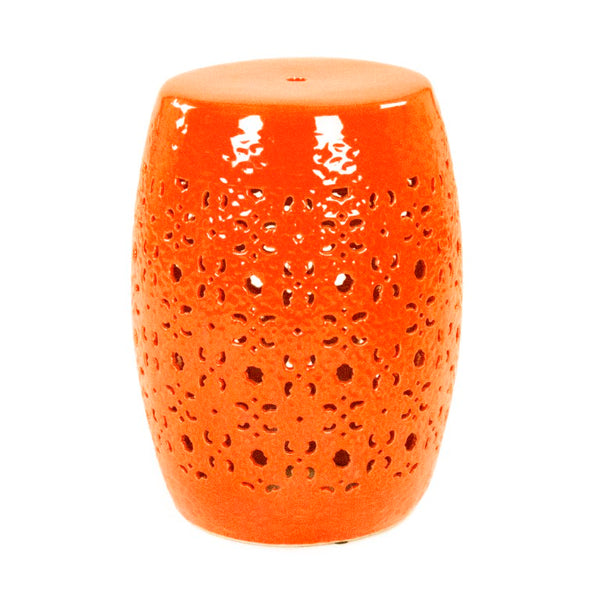 Zentique Garden Ceramic Stool - Versatile Glazed Outdoor/Indoor Accent Seat, Side Table & Plant Stand, Durable Finish JW005 Orange