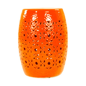 Zentique Garden Ceramic Stool - Versatile Glazed Outdoor/Indoor Accent Seat, Side Table & Plant Stand, Durable Finish JW005 Orange