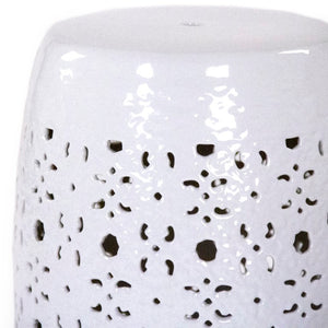 Zentique Garden Ceramic Stool — Glazed Weather-Resistant Side Table & Extra Seating, Versatile Patio Accent (96) JW005 White