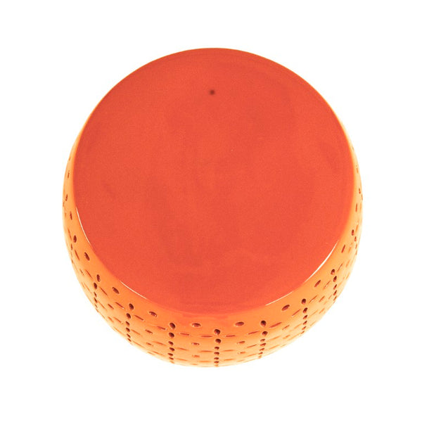 Zentique Lovell Ceramic Garden Stool in Glossy Orange — Durable Versatile Side Table, Seat & Plant Stand (17.5") JW150015 Orange