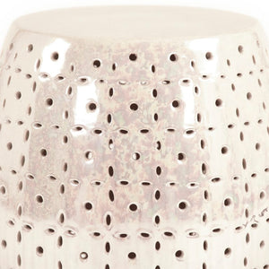Zentique Lovell Ceramic Garden Stool Grey — Compact 14.5" x 17.5" Multipurpose Side Table & Extra Seat, Durable Glaze Finish JW150015 Grey
