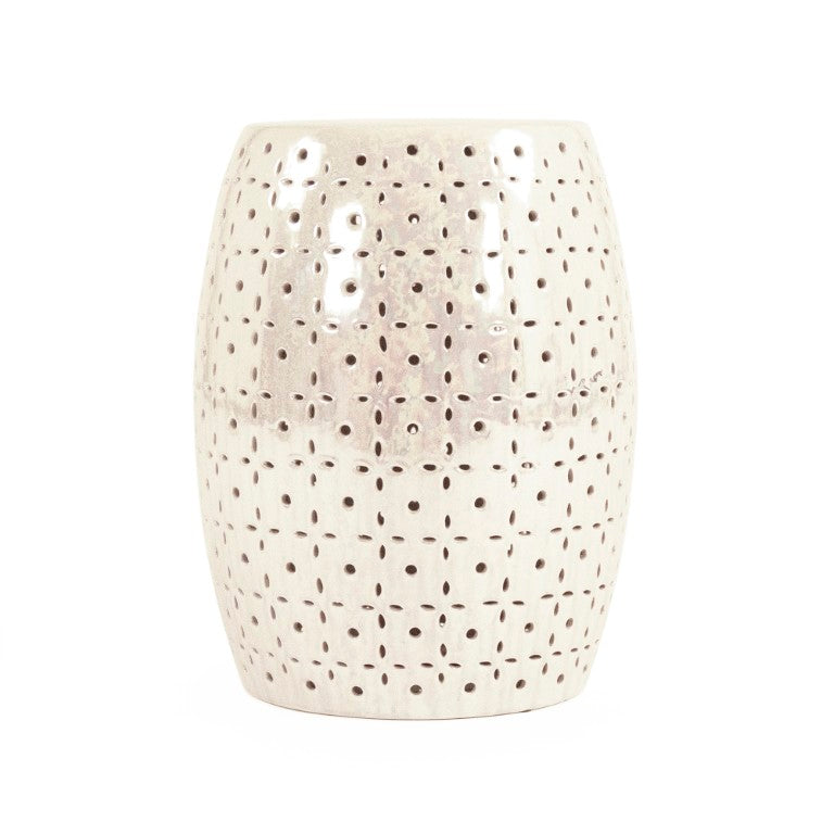 Zentique Lovell Ceramic Garden Stool Grey — Compact 14.5" x 17.5" Multipurpose Side Table & Extra Seat, Durable Glaze Finish JW150015 Grey