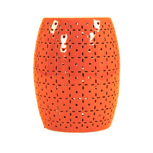 Zentique Lovell Ceramic Garden Stool in Glossy Orange — Durable Versatile Side Table, Seat & Plant Stand (17.5") JW150015 Orange