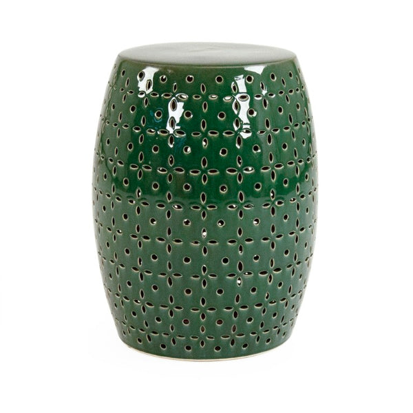 Zentique Lovell Teal Glazed Ceramic Garden Stool — Compact 14.5x17.5" Drum Side Table, Moisture-Resistant Decor JW150015 Teal