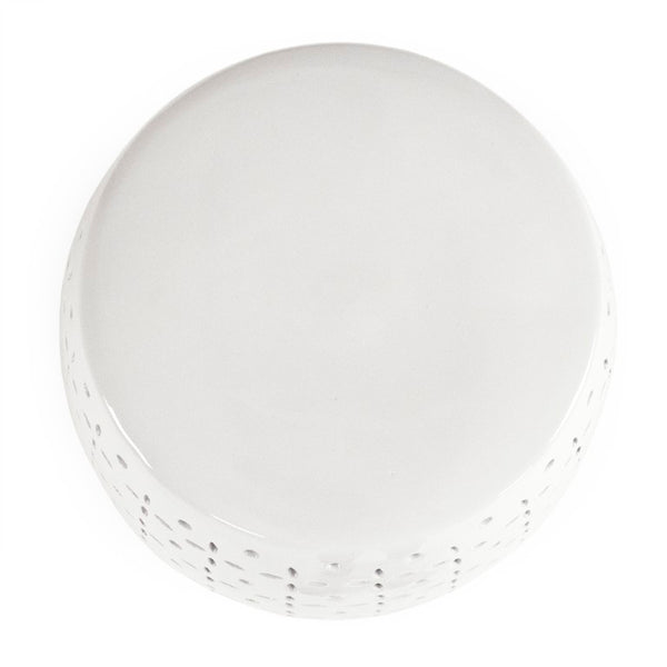 Zentique Lovell Ceramic Garden Stool in White Glaze — Durable Accent Seat, Side Table & Plant Stand, 14x18in JW150015 White