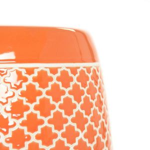Zentique Gable Orange Glazed Garden Stool — Sculptural Ceramic Side Table, Weather-Resistant Seat & Plant Pedestal JW160248 Orange