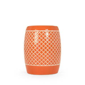 Zentique Gable Orange Glazed Garden Stool — Sculptural Ceramic Side Table, Weather-Resistant Seat & Plant Pedestal JW160248 Orange