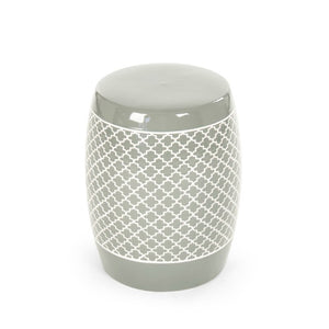 Zentique Gable Ceramic Garden Stool in Sage Glaze — Versatile Side Table, Seat & Plant Stand, Durable Finish JW160248 Sage