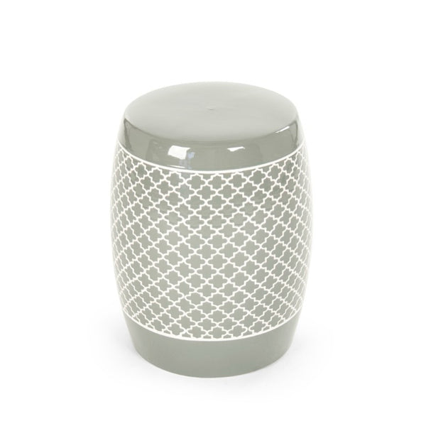 Zentique Gable Ceramic Garden Stool in Sage Glaze — Versatile Side Table, Seat & Plant Stand, Durable Finish JW160248 Sage