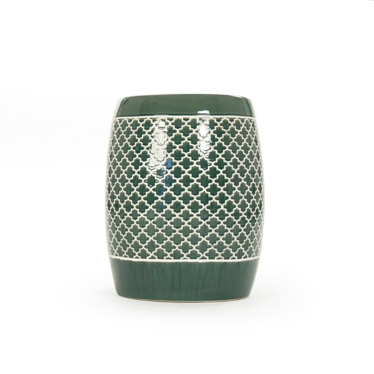 Zentique Gable Teal Ceramic Garden Stool — Versatile Glossy Accent Seat, Side Table & Plant Stand for Indoors Outdoors JW160248 Teal