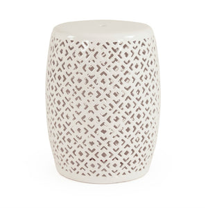 Lorin Garden Stool White White JW161260 White Zentique
