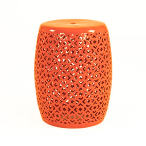 Zentique Lorin Ceramic Garden Stool Orange — Versatile Side Table, Seat & Plant Stand, Glossy Durable Accent JW161260 Orange