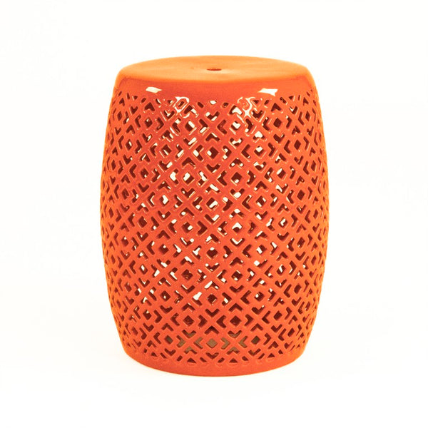 Zentique Lorin Ceramic Garden Stool Orange — Versatile Side Table, Seat & Plant Stand, Glossy Durable Accent JW161260 Orange