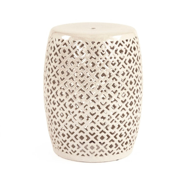 Zentique Lorin Ceramic Garden Stool Grey — Matte Compact 13.75x17.5in Durable Accent Seat, Side Table, Plant Stand JW161260 Grey