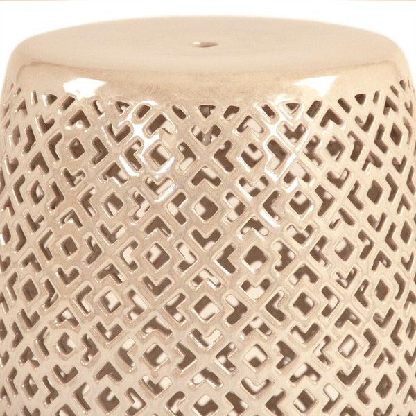 Zentique Lorin Ceramic Garden Stool Grey — Matte Compact 13.75x17.5in Durable Accent Seat, Side Table, Plant Stand JW161260 Grey