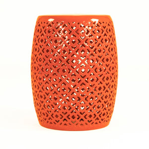 Zentique Lorin Ceramic Garden Stool Orange — Versatile Side Table, Seat & Plant Stand, Glossy Durable Accent JW161260 Orange