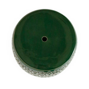Zentique Lorin Teal Garden Stool — Glazed Ceramic Accent Seat & Side Table, Indoor/Outdoor, Compact 14x17.5" JW161260 Teal