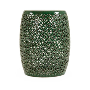 Zentique Lorin Teal Garden Stool — Glazed Ceramic Accent Seat & Side Table, Indoor/Outdoor, Compact 14x17.5" JW161260 Teal