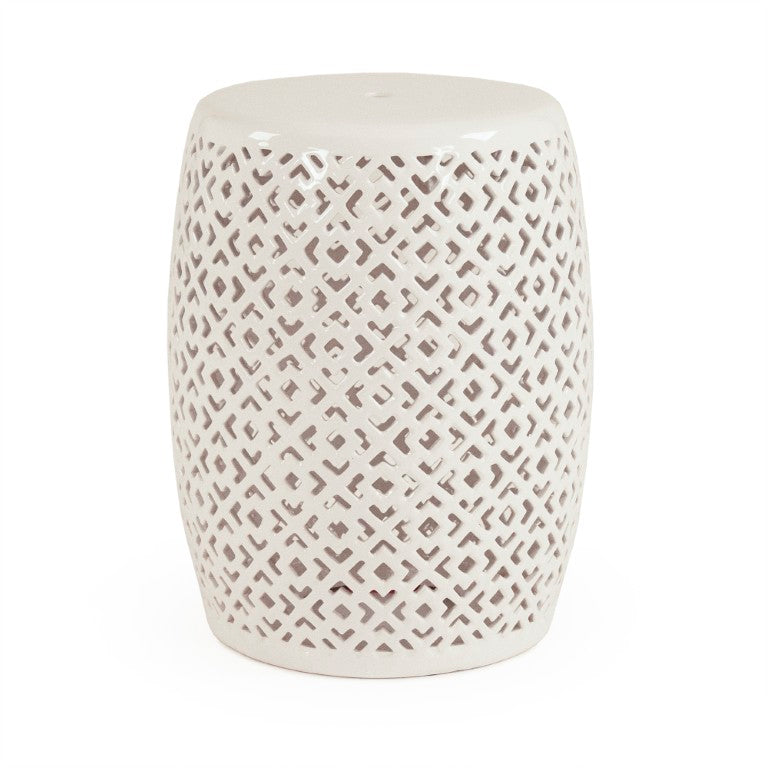 Zentique Lorin Ceramic Garden Stool White – Durable High-Gloss Multipurpose Side Table, Seat & Plant Stand (17.5") JW161260 White