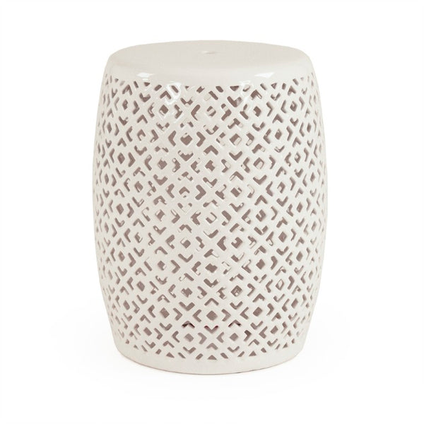 Zentique Lorin Ceramic Garden Stool White – Durable High-Gloss Multipurpose Side Table, Seat & Plant Stand (17.5") JW161260 White