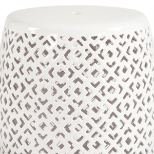 Zentique Lorin Ceramic Garden Stool White – Durable High-Gloss Multipurpose Side Table, Seat & Plant Stand (17.5") JW161260 White