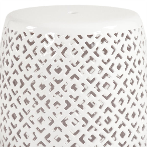 Zentique Lorin Ceramic Garden Stool White – Durable High-Gloss Multipurpose Side Table, Seat & Plant Stand (17.5") JW161260 White