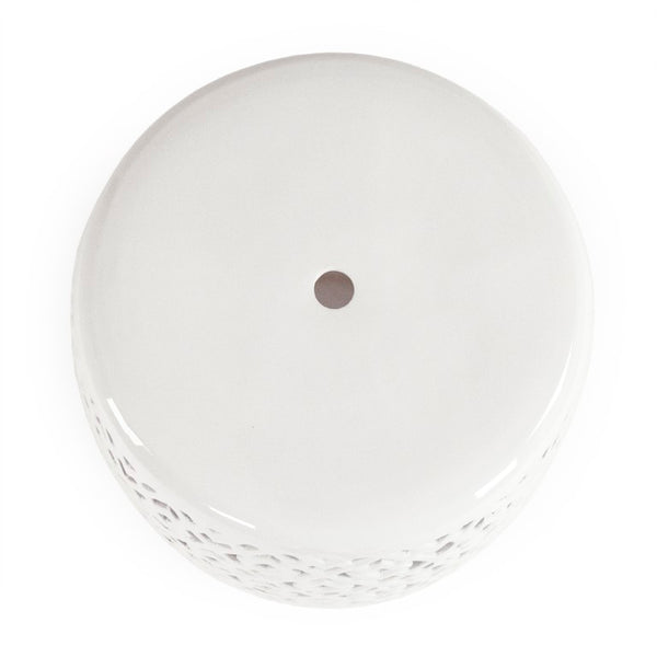 Zentique Lorin Ceramic Garden Stool White – Durable High-Gloss Multipurpose Side Table, Seat & Plant Stand (17.5") JW161260 White