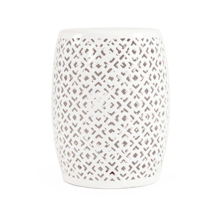 Zentique Lorin Ceramic Garden Stool White – Durable High-Gloss Multipurpose Side Table, Seat & Plant Stand (17.5") JW161260 White