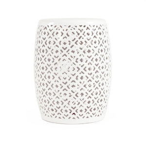 Zentique Lorin Ceramic Garden Stool White – Durable High-Gloss Multipurpose Side Table, Seat & Plant Stand (17.5") JW161260 White