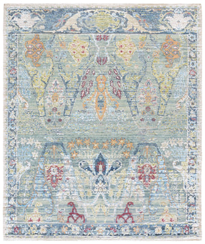 Safavieh Jewel Hand-Knotted 8X10 Blue Beige Oriental Rug – 60% Wool, Bamboo Silk Sheen, Low-Profile 3/8" JWL201L-8