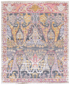 Safavieh Jewel Hand-Knotted 8X10 Grey Pink Area Rug – Wool Bamboo Silk Blend, Low-Profile Plush Oriental Accent (98) JWL201U-8