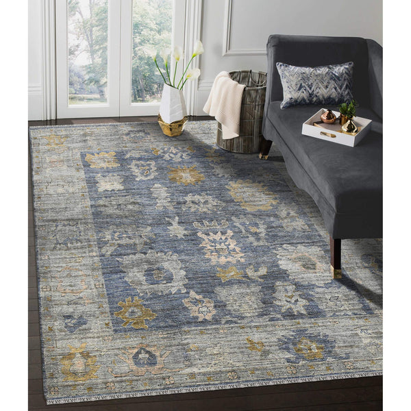 Jwell Hand-knotted Wool Area Rug Oriental Bordered Design for Large Living Rooms