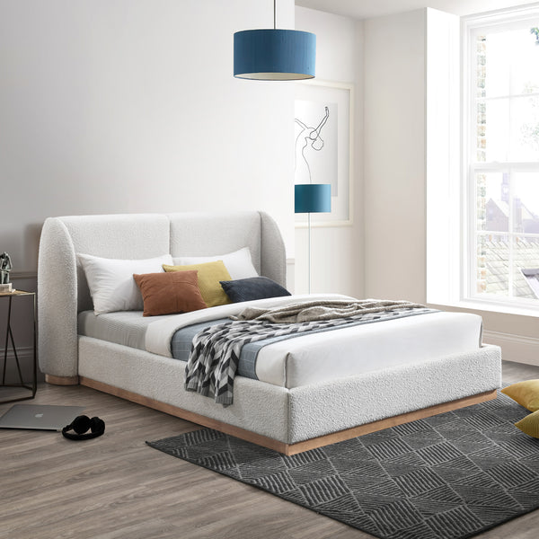 Jardin Cream Boucle Fabric Full Bed JardinCream-F Meridian Furniture