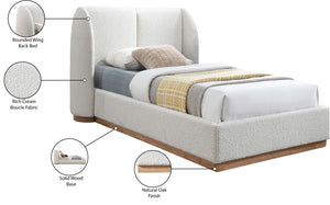 Jardin Cream Boucle Fabric Twin Bed JardinCream-T Meridian Furniture