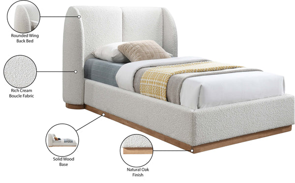Jardin Cream Boucle Fabric Twin Bed JardinCream-T Meridian Furniture