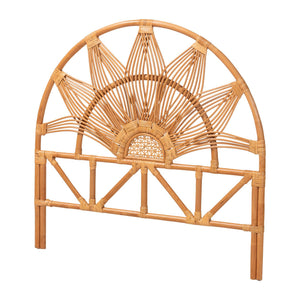 Baxton Studio Bali & Pari Jasmine Handwoven Rattan Freestanding Headboard Boho Coastal Twin Jasmine-Light Honey Rattan-Twin-HB