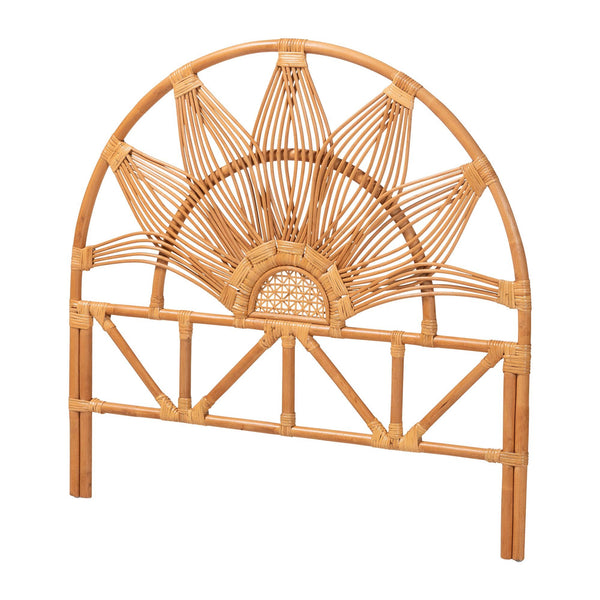 Baxton Studio Bali & Pari Jasmine Handwoven Rattan Freestanding Headboard Boho Coastal Twin Jasmine-Light Honey Rattan-Twin-HB